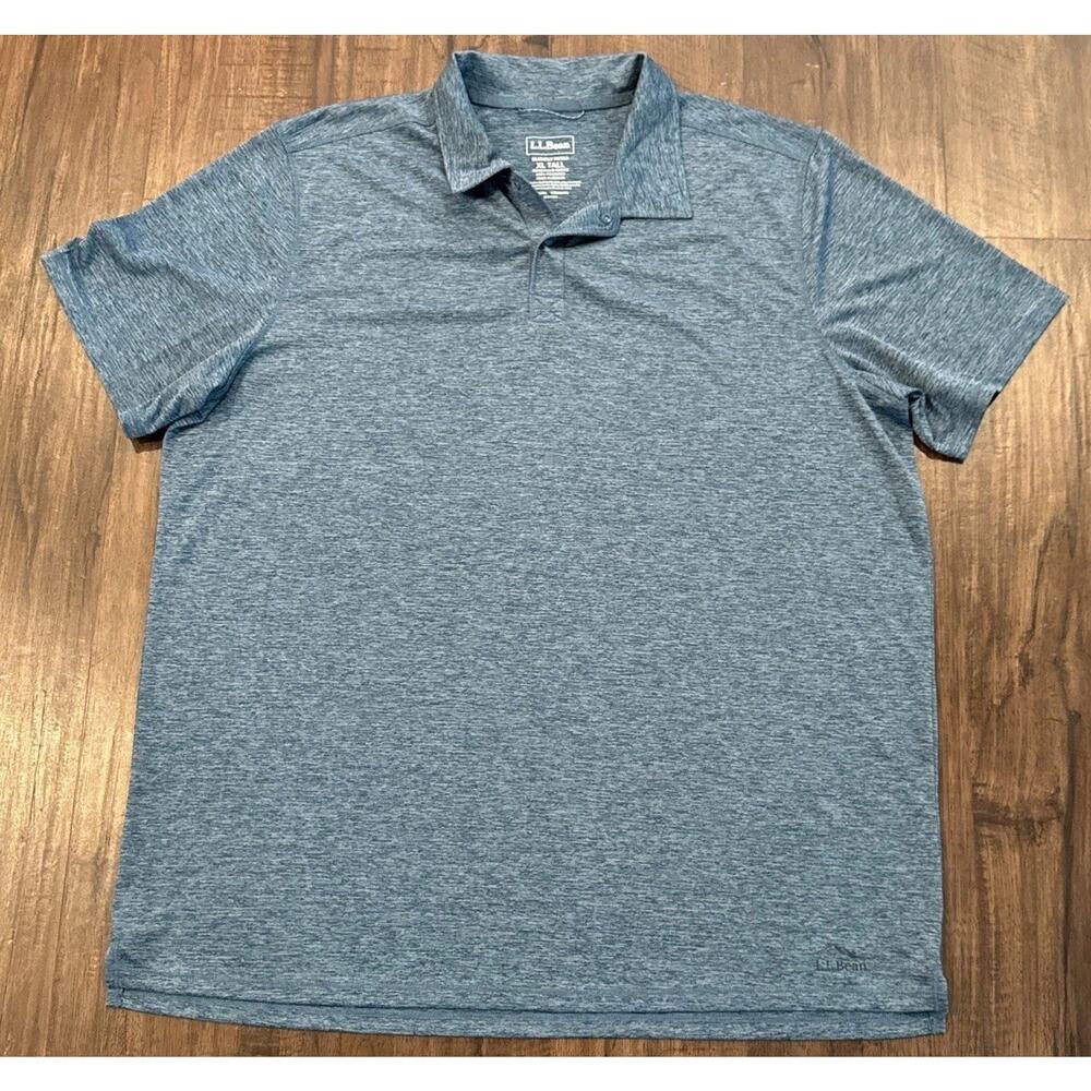 LL Bean Mens Ultralight Adventure Polo Gray Slightly Fitted XLT Tall